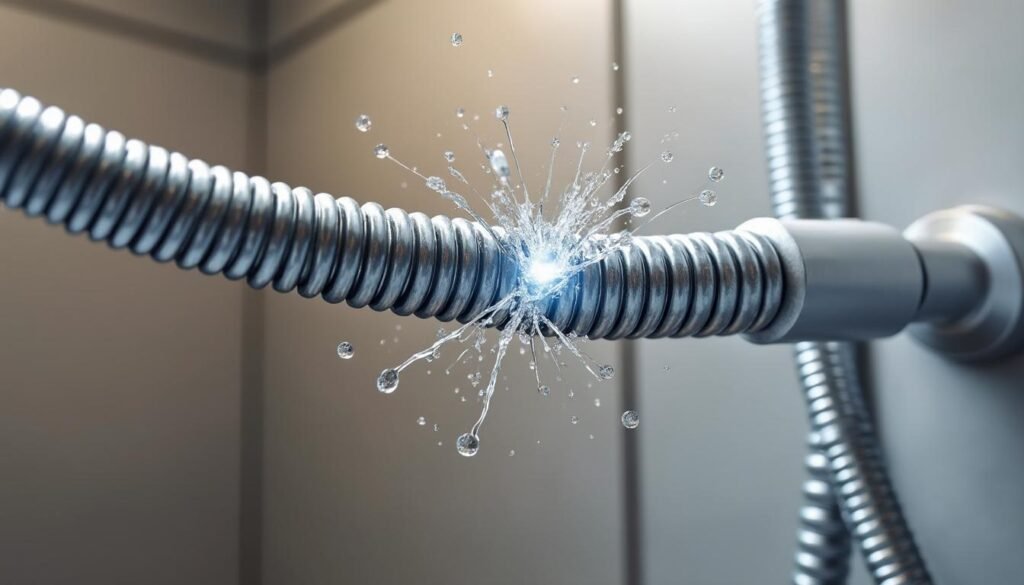 découvrez pourquoi une simple coupure dans un flexible de douche percé peut indiquer un problème de pression d'eau et comment y remédier efficacement.